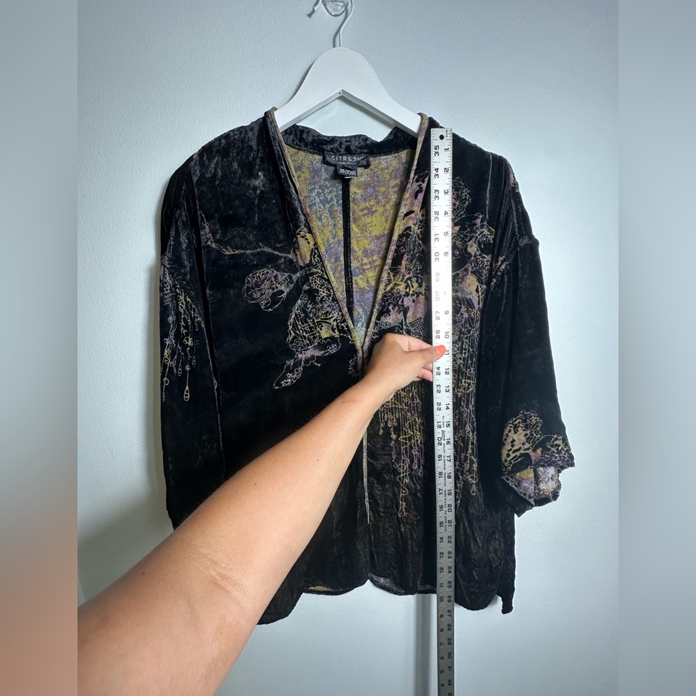 CITRON Silk Rayon Blend Burnout Velvet Kimono Topper Cardi Size XS - Picture 12 of 14